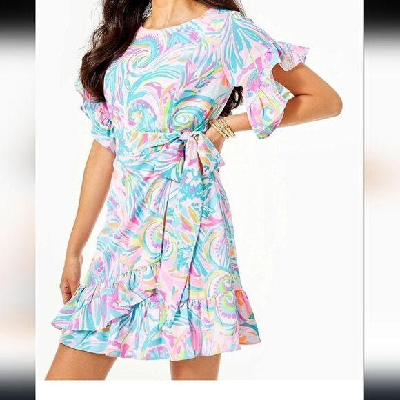 Lilly Pulitzer Dresses & Skirts - Lilly Pulitzer Lilly Pulitzer Darlah Wrap Dress Carnivale Coral Size 00 NEW